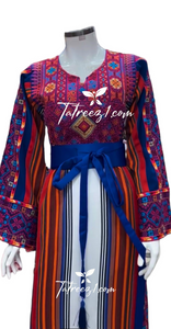 Majdalawi Blue Multicolor Embroidered Palestinian Fellahi Thobe