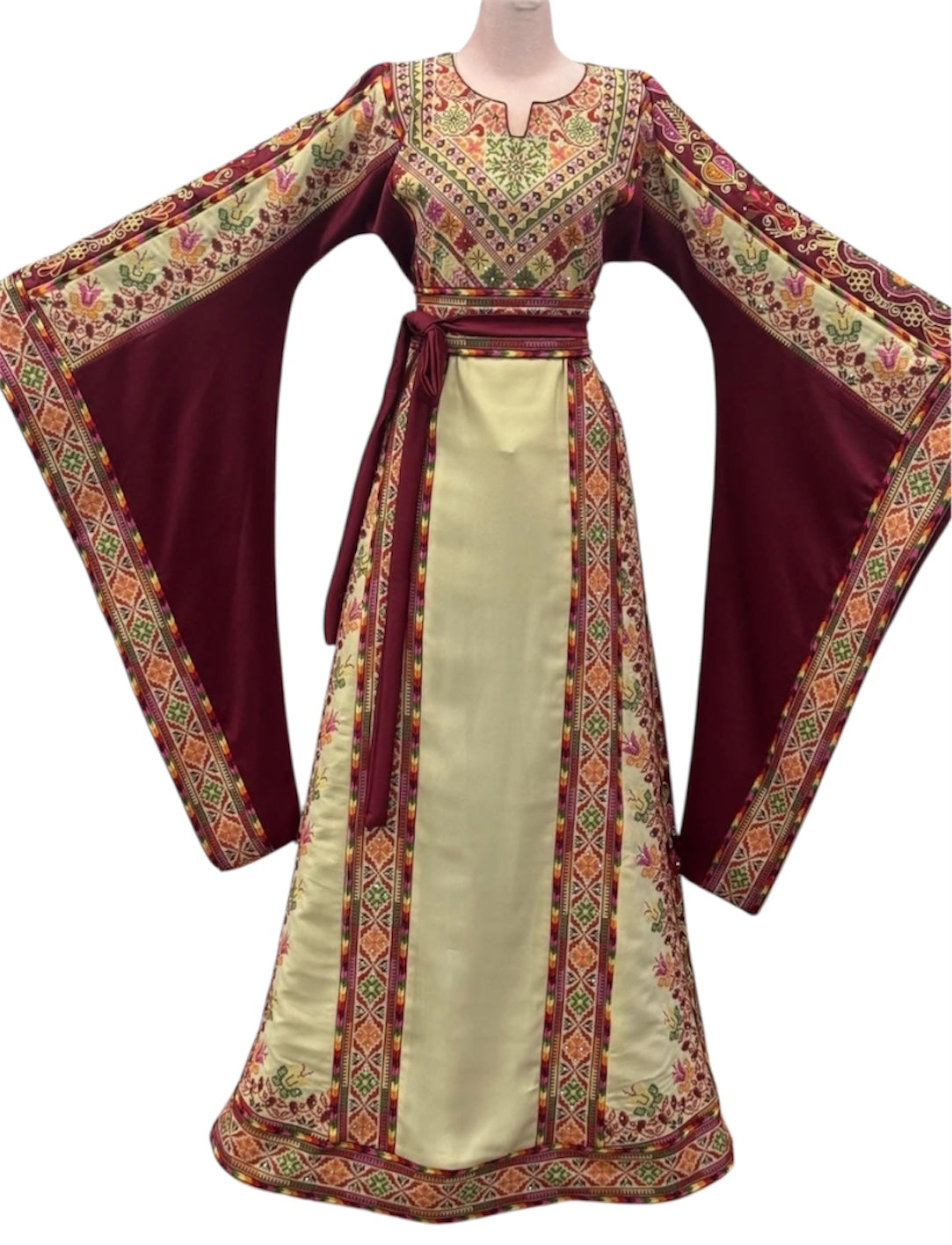 Beige Shade Embroidered Palestinian Thobe