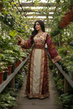 Maroon Floral Embroidered Palestinian Thobe