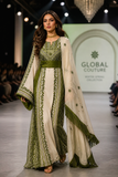 Olive Blossom Thobe Set – Includes Matching Shawl & Double-Sided Belt