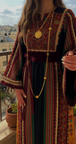 Multicolored Majdalway Embroidered Palestinian Fellahi Thobe