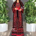 Load image into Gallery viewer, Red Traditional With Reversible Belt Embroidered Palestinian Fellahi Thobe
