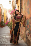 Embroidered Palestinian Thobe Featuring Wide Sleeves