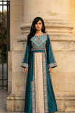 Blue Embroidery Silk Dress