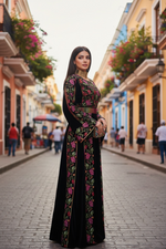 Load image into Gallery viewer, Black Velvet Bloom Stunning Thoub
