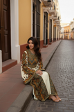Green Embroidered Palestinian Thobe Wide Sleeves