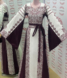 Maroon Tatreez Elegant Embroidered Palestinian Dress