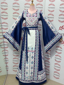 Dark Blue Embroidery Traditional Palestinian Thobe Machine Made