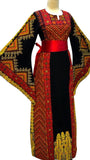 Black/Red Palstainen Embroidery Traditional Long Thoub