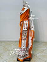 Load image into Gallery viewer, With Reversable Belt Orange Astonishing Palstainen Embroidery Traditional Long Thoub With Matching Headpiece
