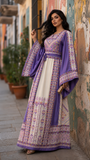 Purple thoub Embroidered Palestinian Fellahi Thobe With Belt