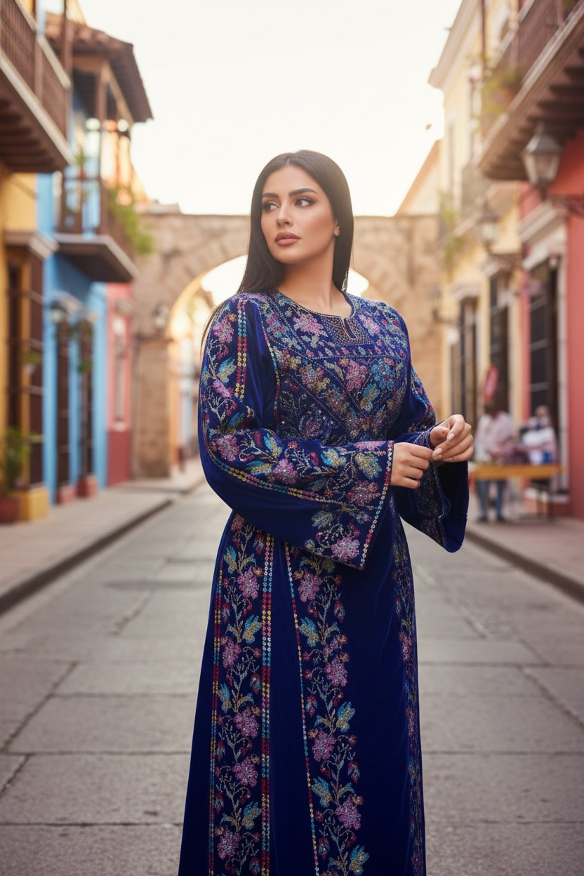 Blue Velvet Bloom Stunning Thoub