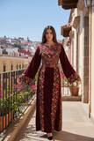 Maroon Velvet Bloom Stunning Thoub