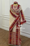 Traditional Palestinian Beige Thobe with Embroidery – Machine Made with Matching Head Scarf