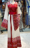 Stunning White Thoub Red Embroidered Palestinian Thobe
