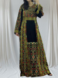 Green Multicolored Gorgeous Palstainen Embroidery Traditional Long Thoub