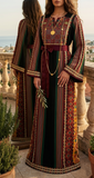 Multicolored Majdalway Embroidered Palestinian Fellahi Thobe