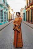 Orange  Majdalway Embroidered Palestinian Fellahi Thobe