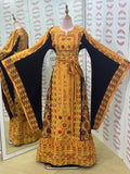 Golden The Glow Thoub Palestinian Featuring Wide Sleeve Reversible Belt