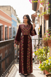 Maroon Velvet Bloom Stunning Thoub