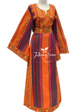 Orange  Majdalway Embroidered Palestinian Fellahi Thobe