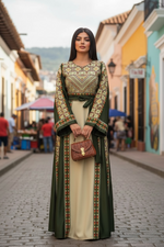 Load image into Gallery viewer, Simply Elegant Wide Sleeve Thoub Embroidered Palestinian Thobe
