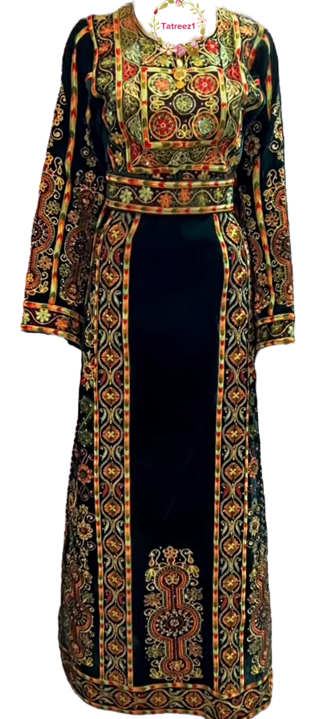Malacca Green Emberoidery Velvet Stone Embroidery Thobe