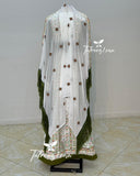 With Reversable Belt Green Astonishing Palstainen Embroidery Traditional Long Thoub With Matching Headpiece