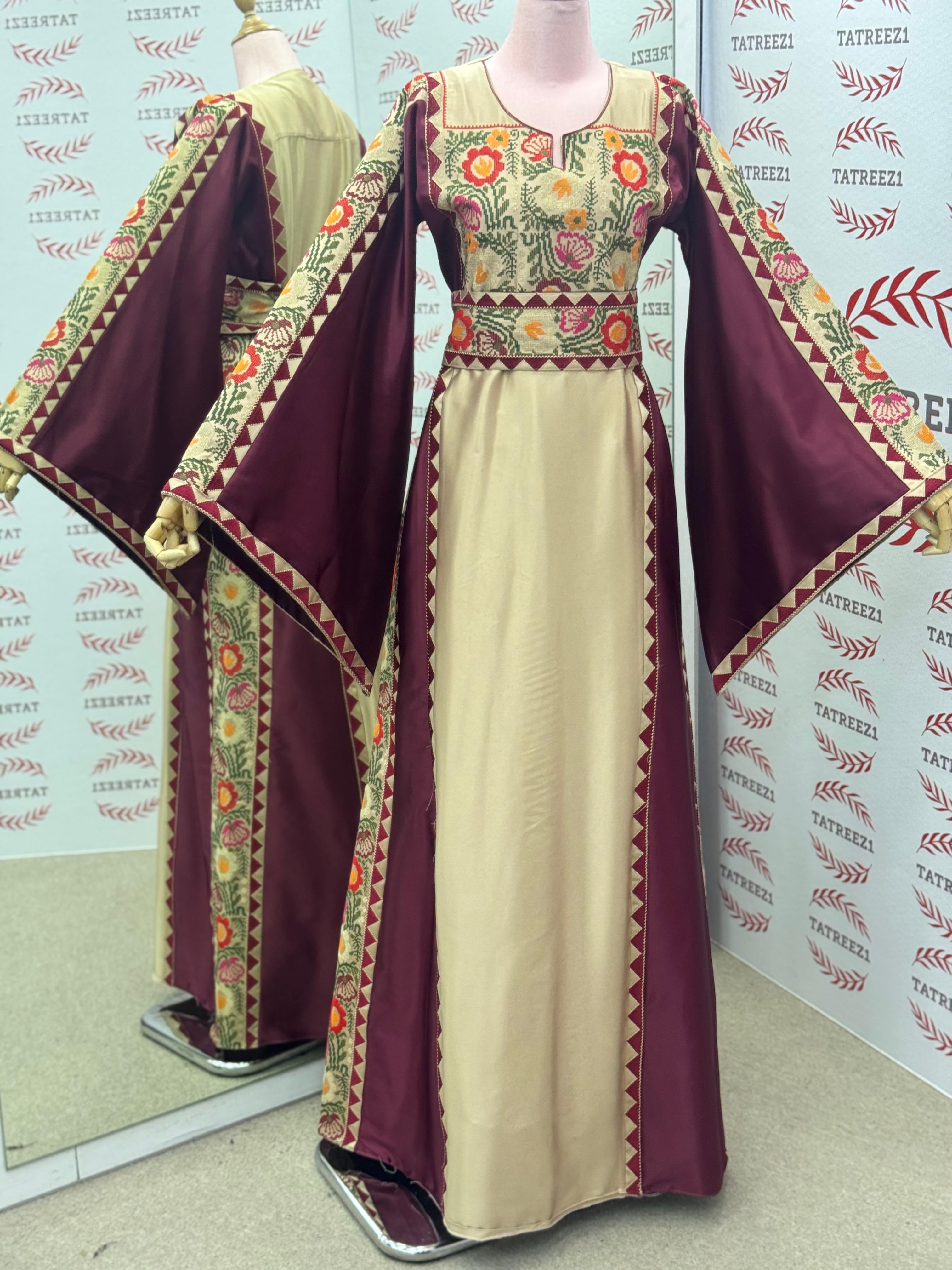 Beige A Simple Elegant Embroidered Dress