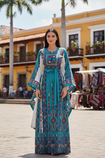 Load image into Gallery viewer, Blue Embroidery Traditional Palestinian Thobe
