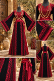 Dark Red Palestinian Thobe Embroidery