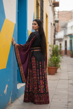 Dark maroon Embroidered Palestinian Thobe Featuring Wide Sleeve
