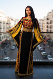 Golden Threads Black Twilight Traditional Thobe with Wide Sleeves
