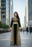 Green Velvet Golden Embroidery Thoub