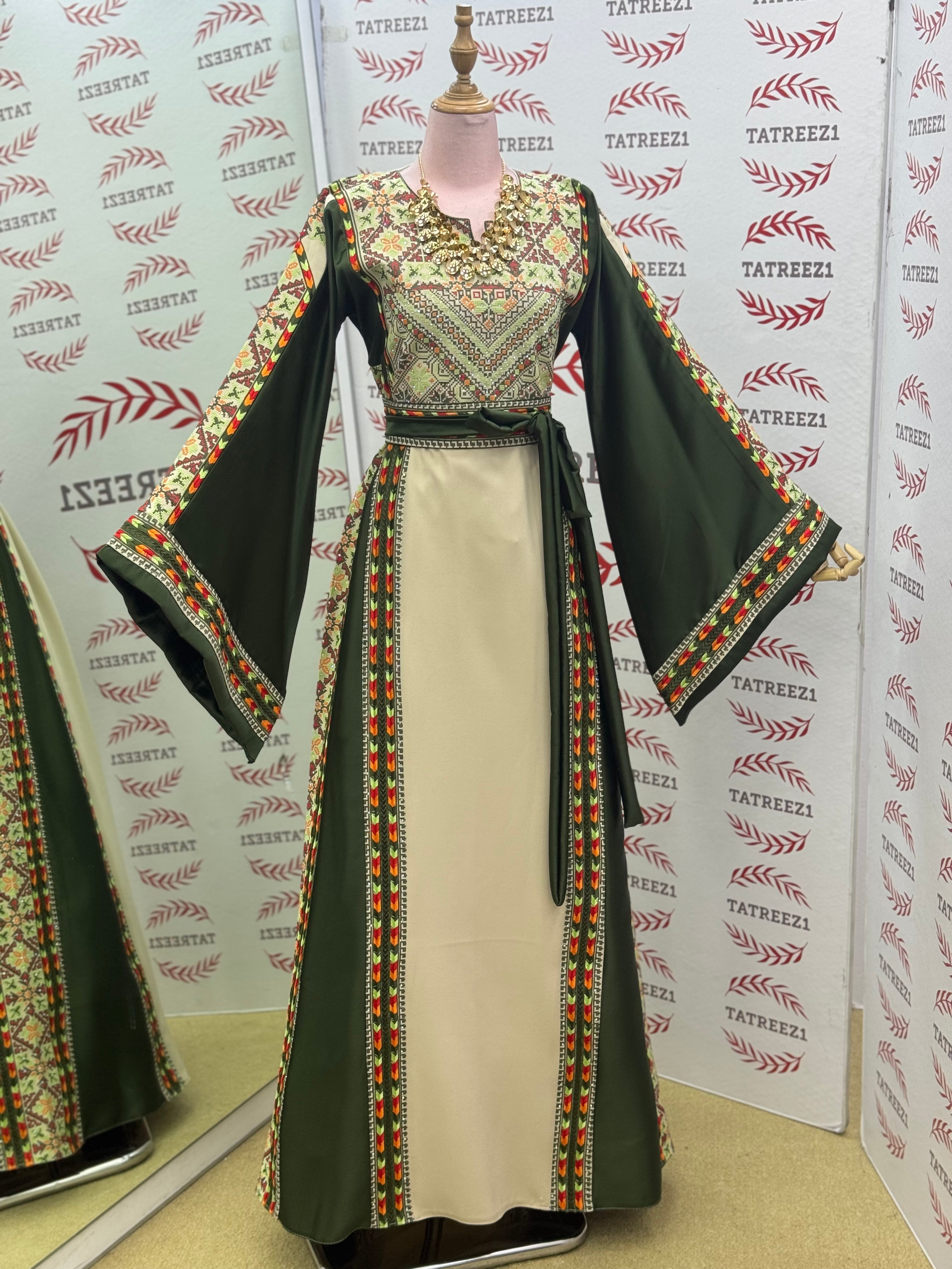 Simply Elegant Wide Sleeve Thoub Embroidered Palestinian Thobe