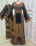 Golden Embroidery Silk Dark Brown Velvet Stone Thobe