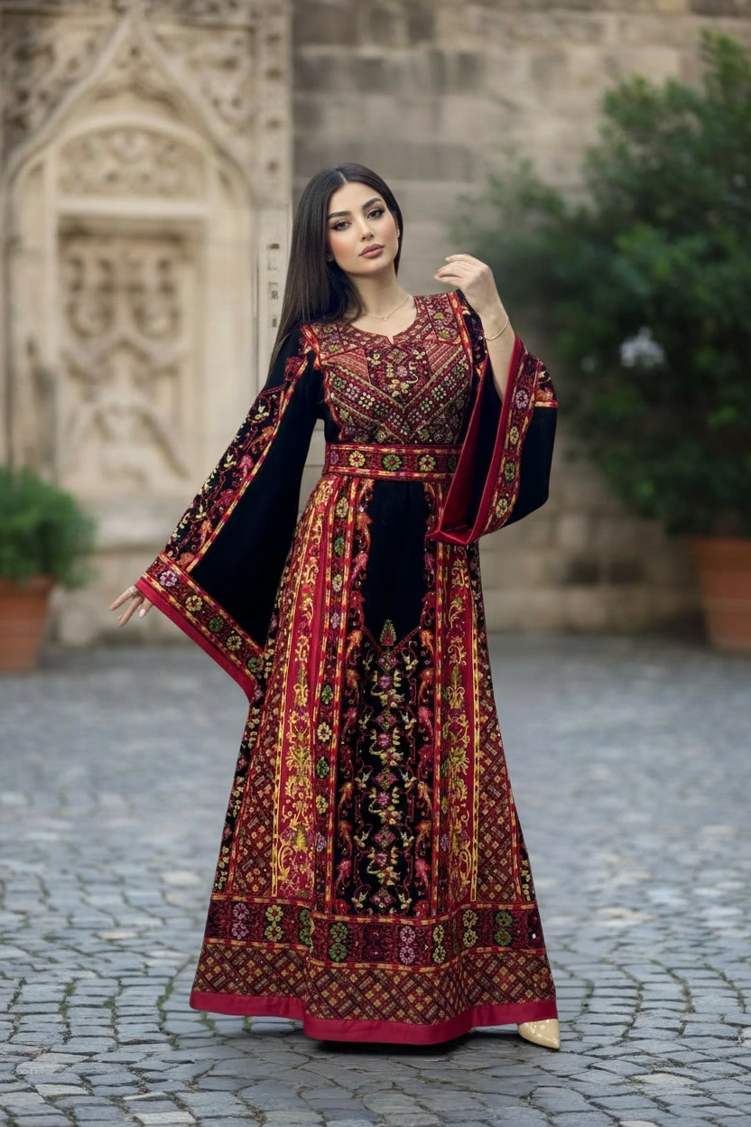 The Royal Queen Thoub Red Embroidery