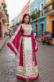 Pink Embroidered Palestinian Thobe Reversible Belt