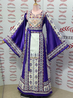 Load image into Gallery viewer, Purple Embroidery Traditional Palestinian Thobe Machine Made

