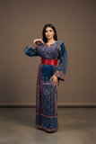 Blue Velvet Golden Embroidery Thoub