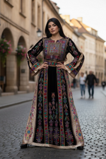 Load image into Gallery viewer, Purple Velvet Malacca Embroidered Palestinian Fellahi Thobe
