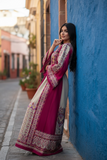 Pink thoub Embroidered Palestinian Fellahi Thobe With Belt