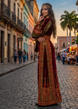 Beautiful Maroon Embroidered Palestinian Fellahi Thobe