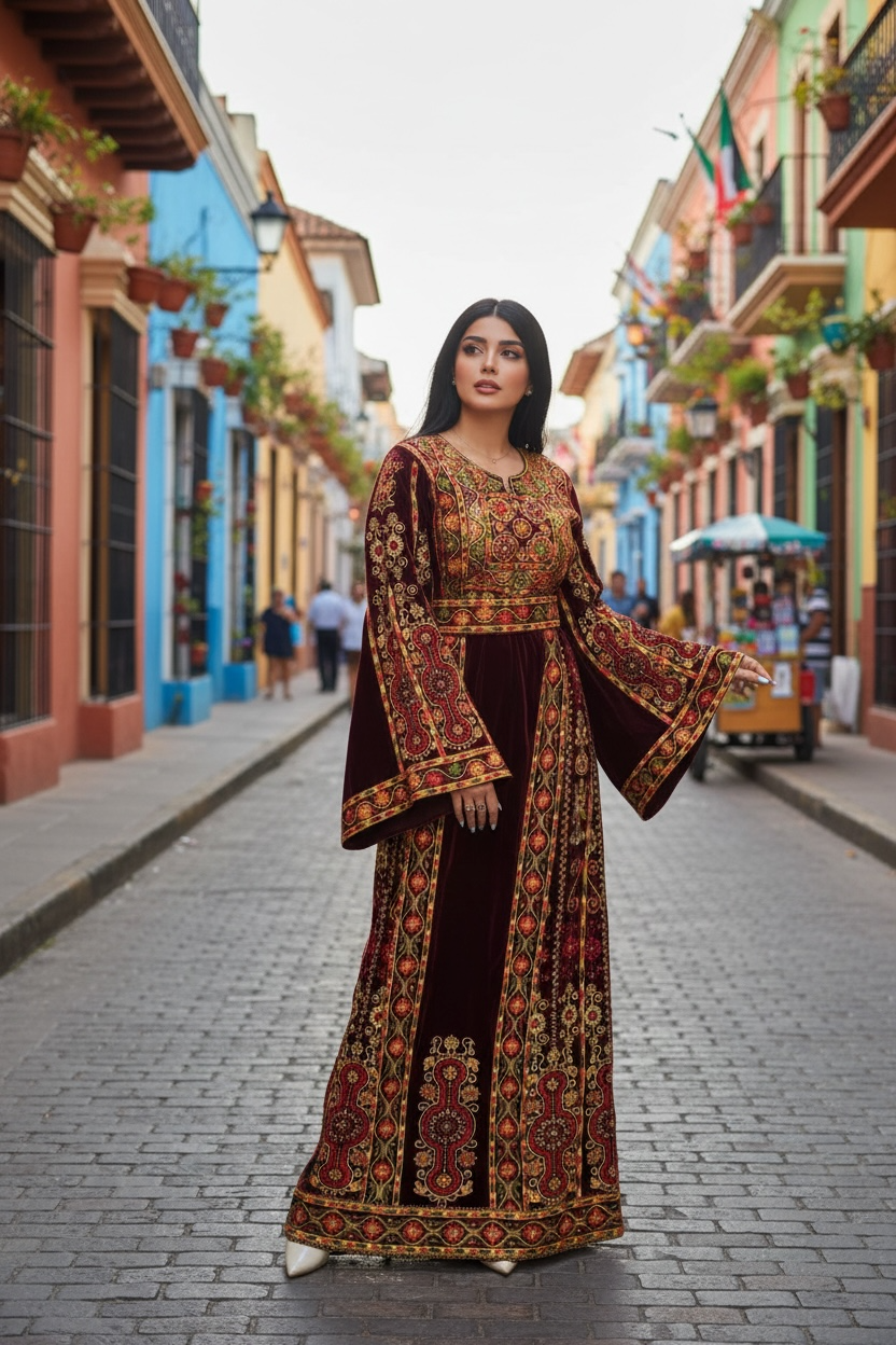 Maroon Velvet Stunning Thoub