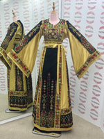 Load image into Gallery viewer, Velvet Black Palestinian Tatreez Thobe Heritage Elegance Embroidered Dress
