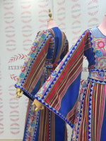 Load image into Gallery viewer, Blue Majdalway Embroidered Palestinian Fellahi Thobe
