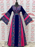 Pink/Blue  Silk Velvet Flared Dress