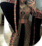 Black Wide Sleeve Golden Embroidered Palestinian Fellahi Thobe