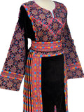 Black Exellent Velvet Tradtional  Stoned Colored Embroidered Palestinian Fellahi Thobe