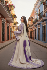 Load image into Gallery viewer, Absolutely Stunning Embroidered Palestinian Fellahi Thobe With Matching Headpiece &amp; overskirt
